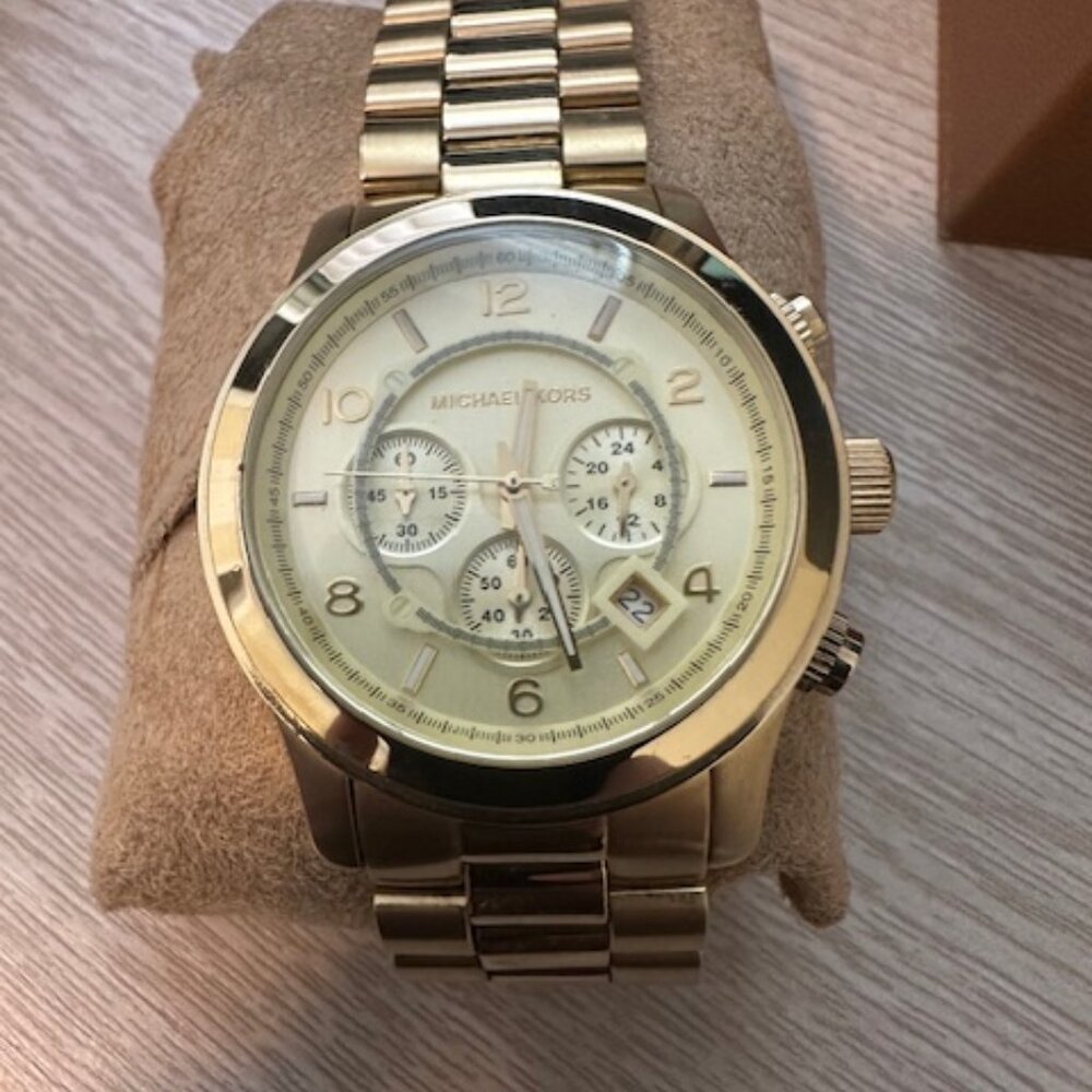 MICHAEL KORS  | Runway Gold Dial, Gold Steel Strap Watch for Men